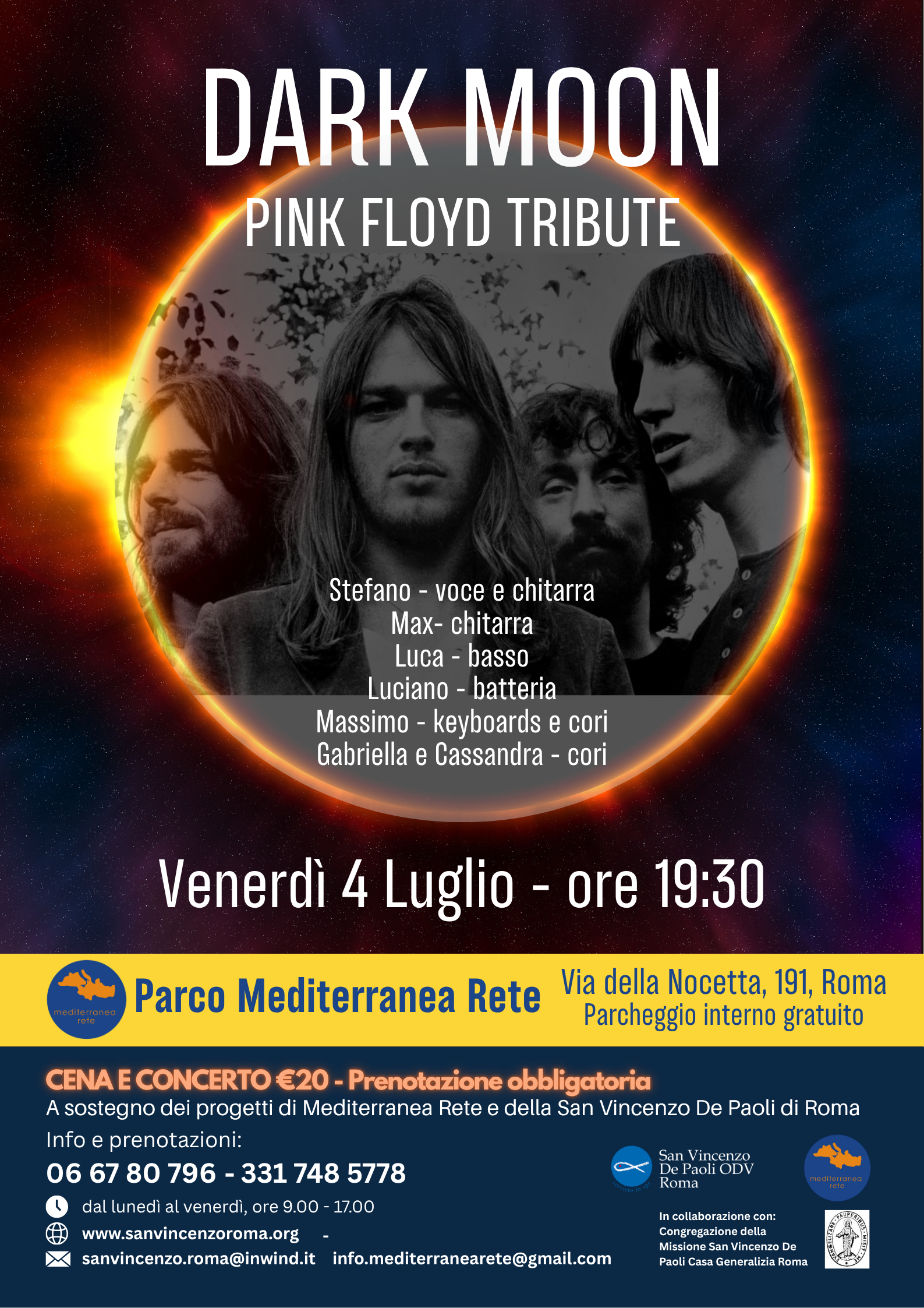Concerto tributo Pink Floyd a Roma: i Dark Moon live a Mediterranea Rete